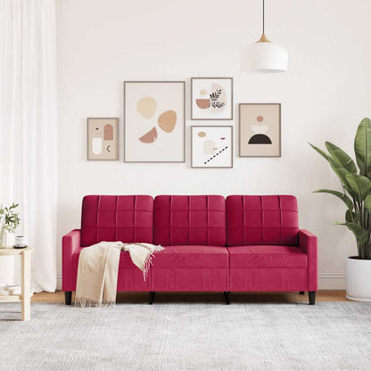 Divano a 3 Posti Rosso Vino 180 cm in Velluto | homemem39