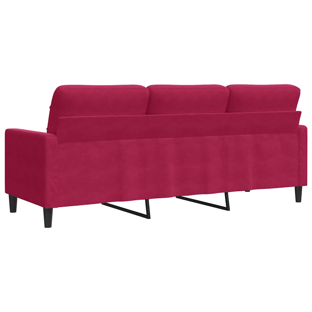 Divano a 3 Posti Rosso Vino 180 cm in Velluto | homemem39