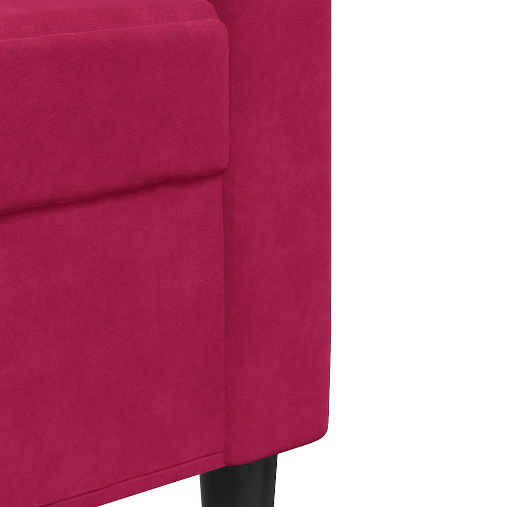 Divano a 3 Posti Rosso Vino 180 cm in Velluto | homemem39