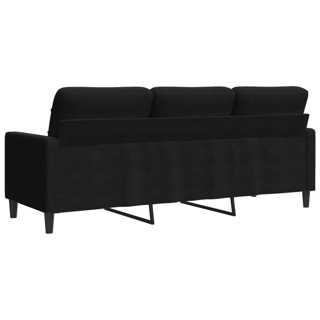 Divano a 3 Posti Nero 180 cm in Velluto | homemem39