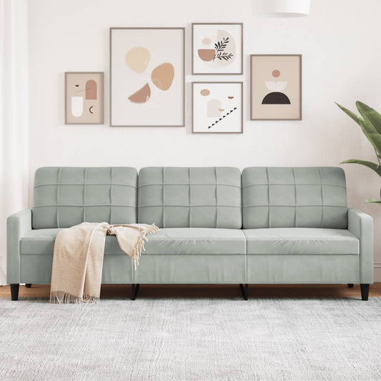 Divano a 3 Posti Grigio Chiaro 210 cm in Velluto | homemem39