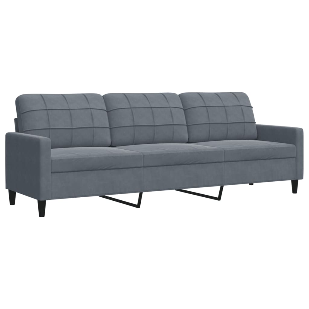Divano a 3 Posti Grigio Scuro 210 cm in Velluto | homemem39