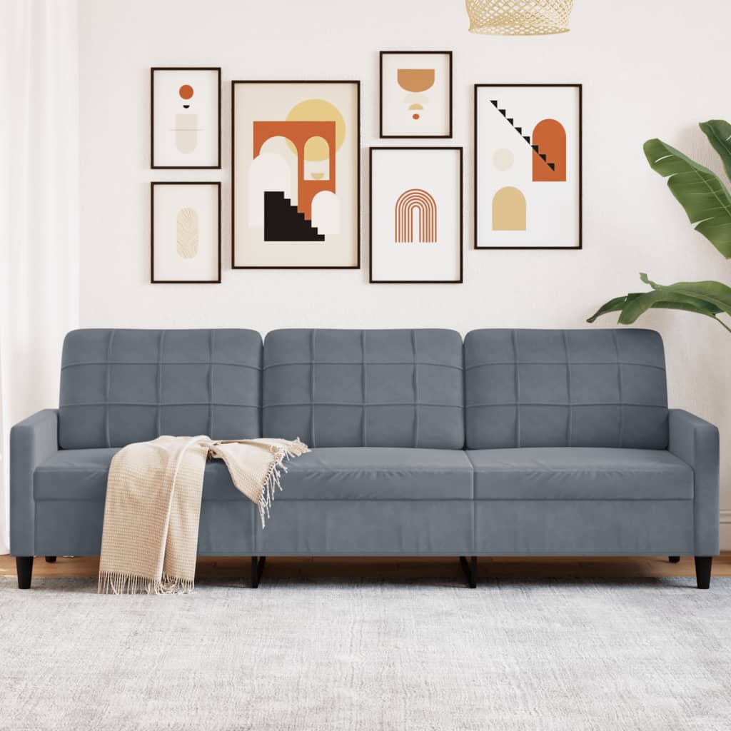Divano a 3 Posti Grigio Scuro 210 cm in Velluto | homemem39