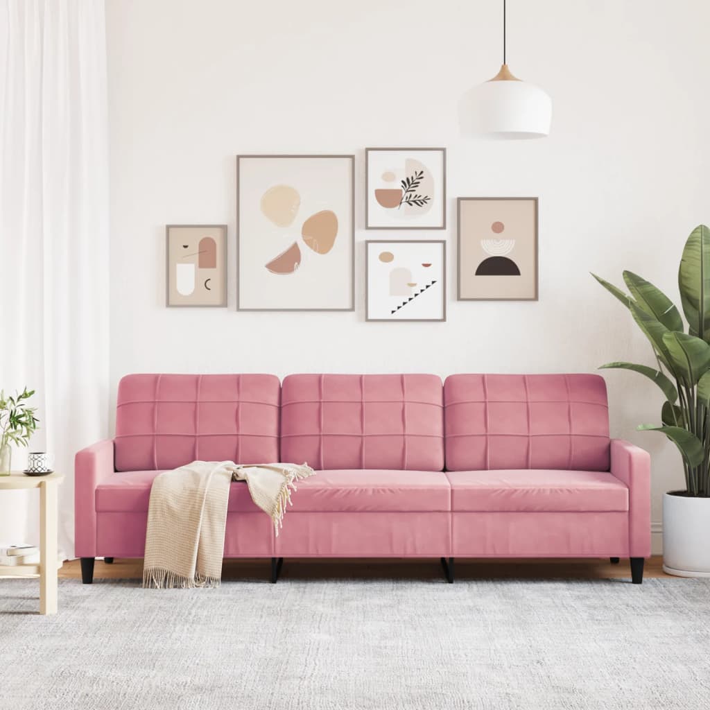 Divano a 3 Posti rosa 210 cm in Velluto | homemem39
