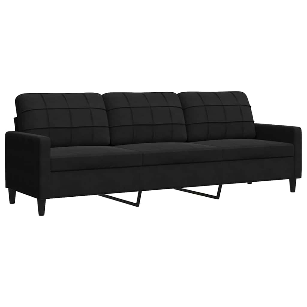 Divano a 3 Posti Nero 210 cm in Velluto | homemem39