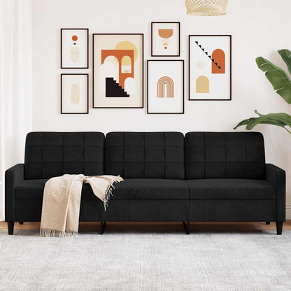 Divano a 3 Posti Nero 210 cm in Velluto | homemem39