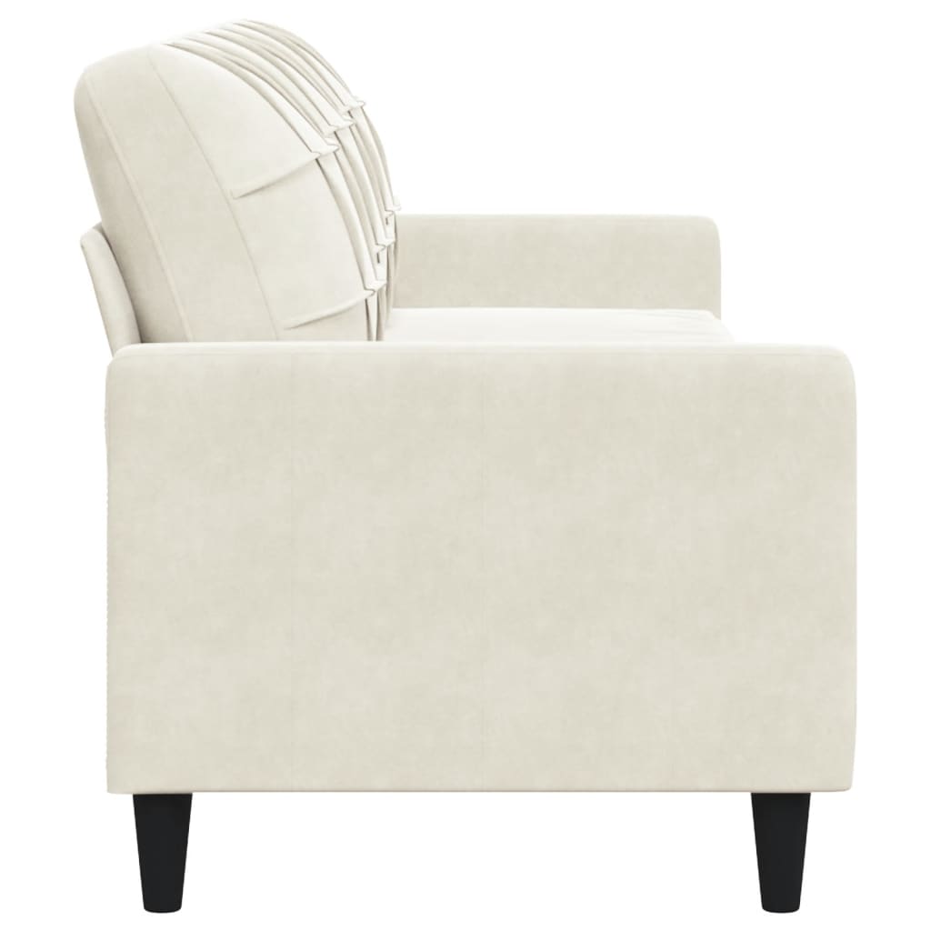 Divano a 3 Posti Crema 210 cm in Velluto - homemem39