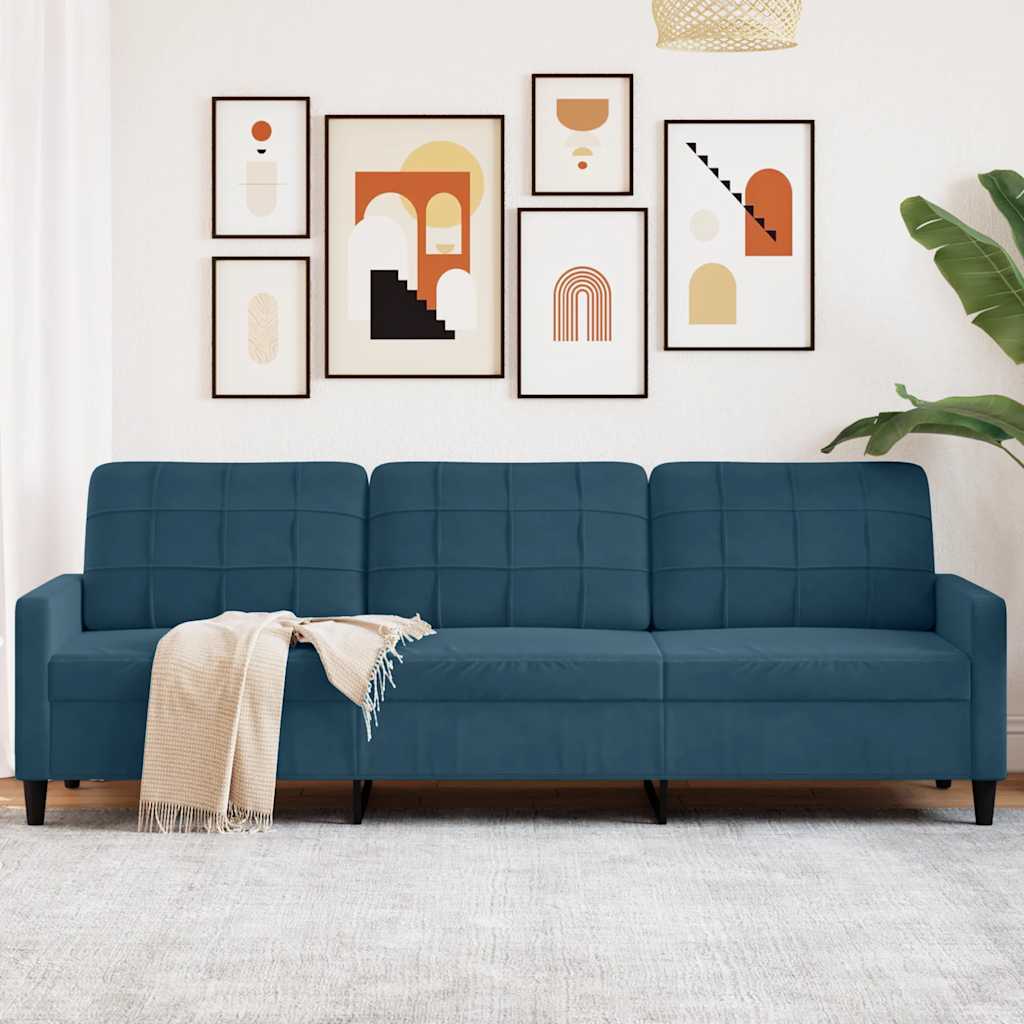 Divano a 3 Posti Blu 210 cm in Velluto | homemem39