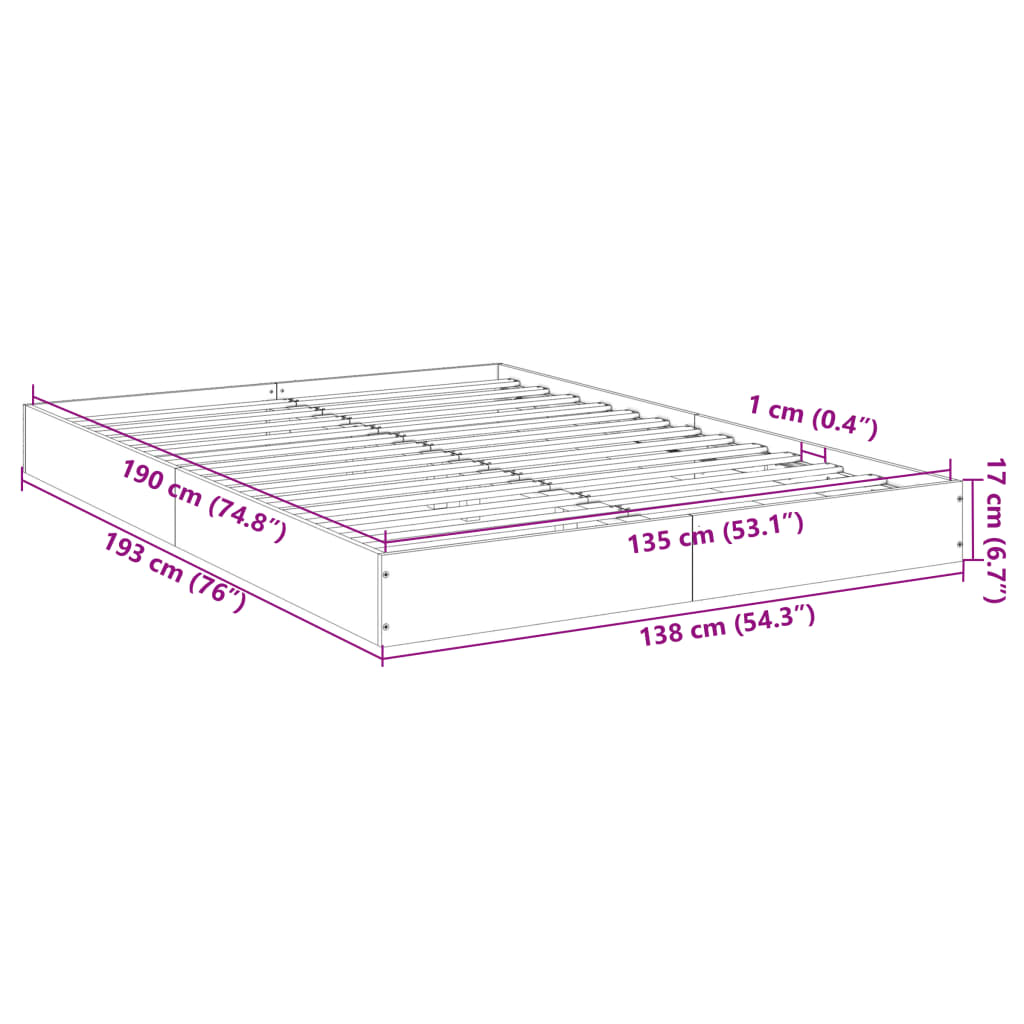 Giroletto Bianco 135x190 cm in Legno Multistrato | homemem39