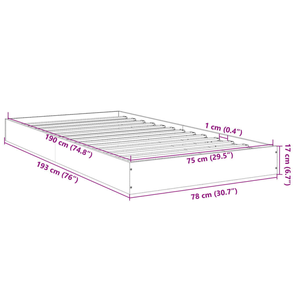 Giroletto Grigio Sonoma 75x190 cm in Legno Multistrato | homemem39
