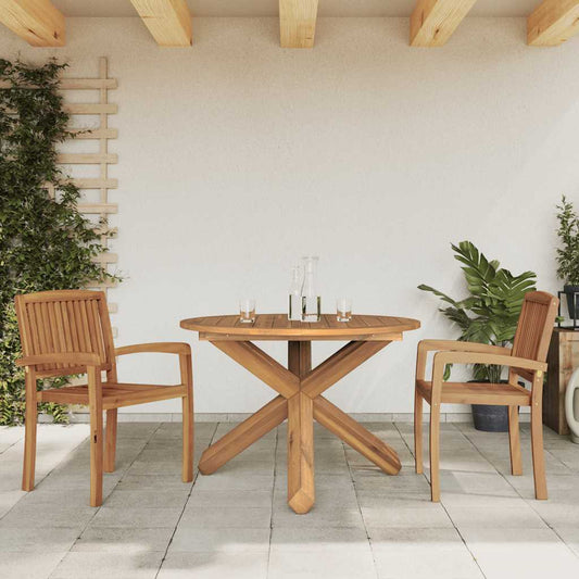 Tavolo da Giardino Ø109x74 cm in Legno Massello di Teak - homemem39