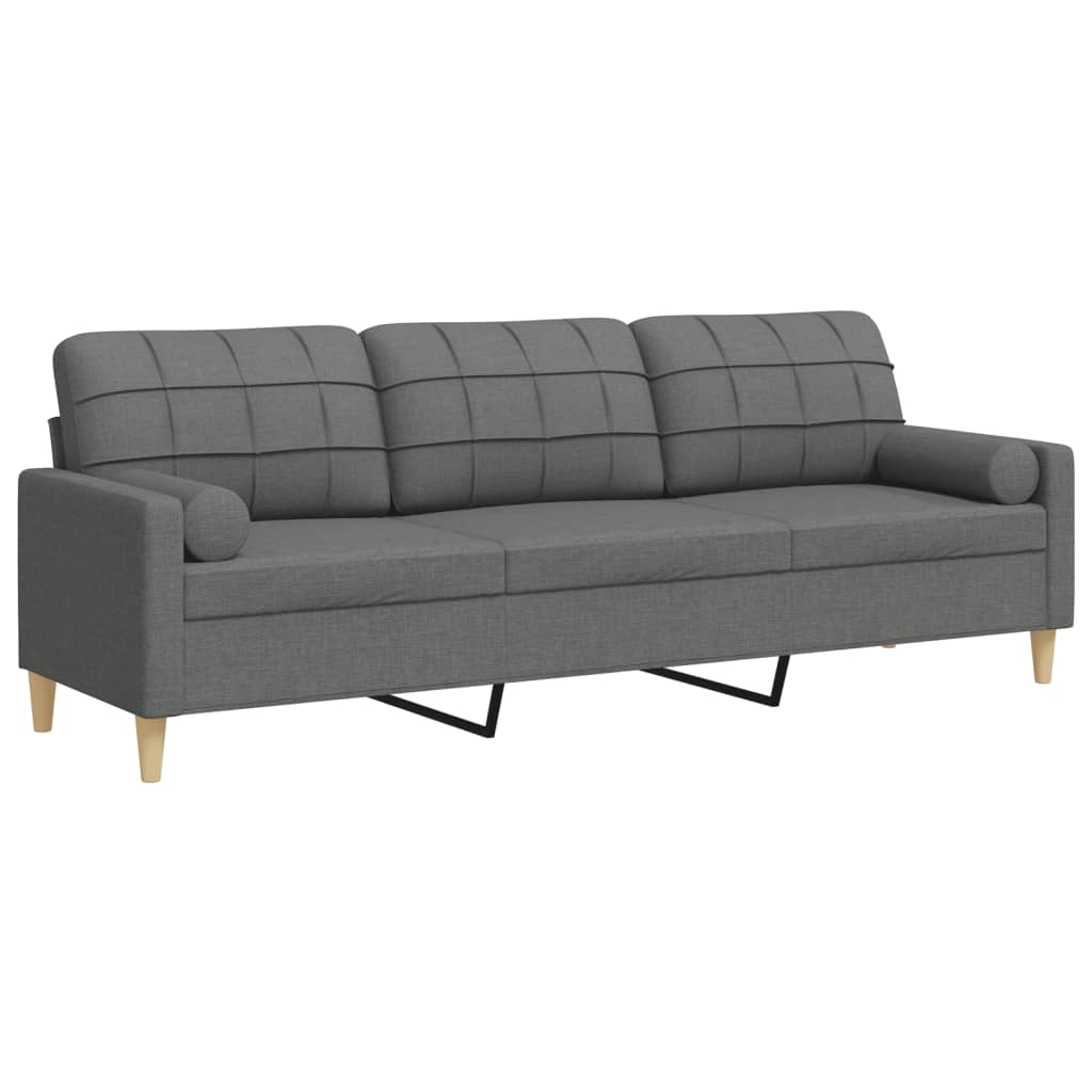 Divano a 3 Posti con Cuscini Grigio Scuro 210 cm in Tessuto | homemem39