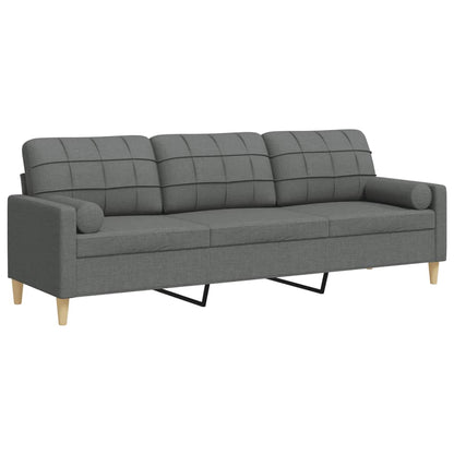 Divano a 3 Posti con Cuscini Grigio Scuro 210 cm in Tessuto | homemem39