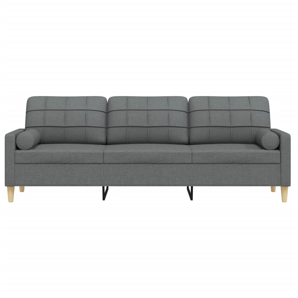 Divano a 3 Posti con Cuscini Grigio Scuro 210 cm in Tessuto | homemem39