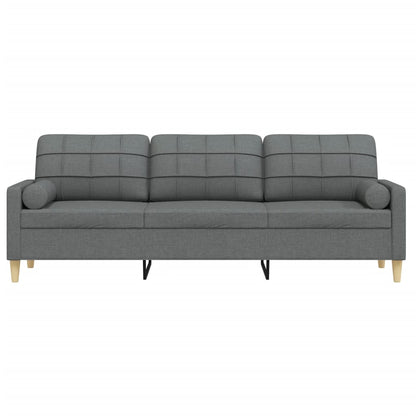 Divano a 3 Posti con Cuscini Grigio Scuro 210 cm in Tessuto | homemem39
