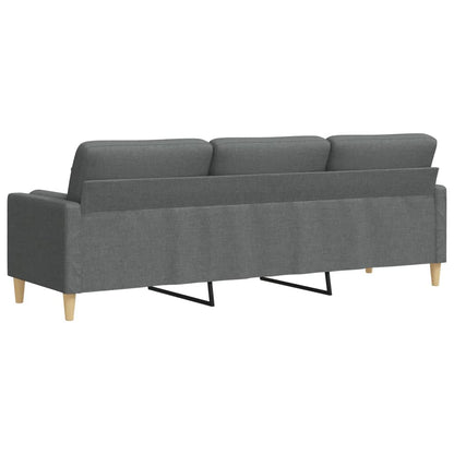 Divano a 3 Posti con Cuscini Grigio Scuro 210 cm in Tessuto | homemem39