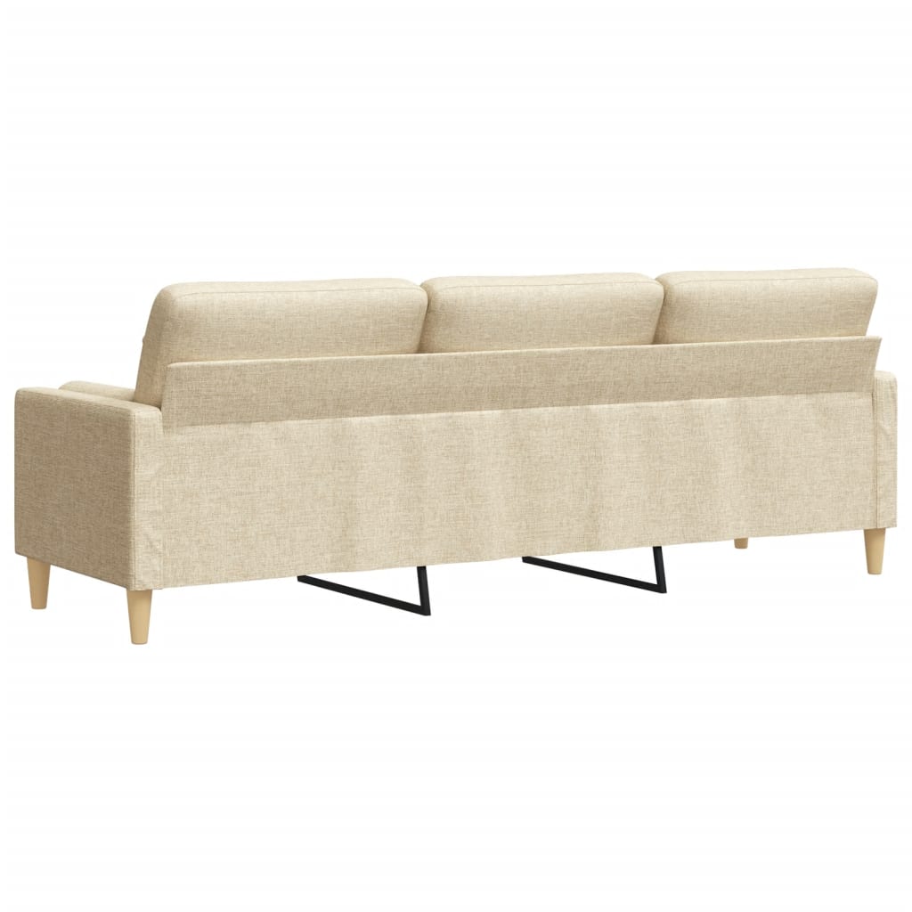 Divano a 3 Posti con Cuscini Crema 210 cm in Tessuto | homemem39