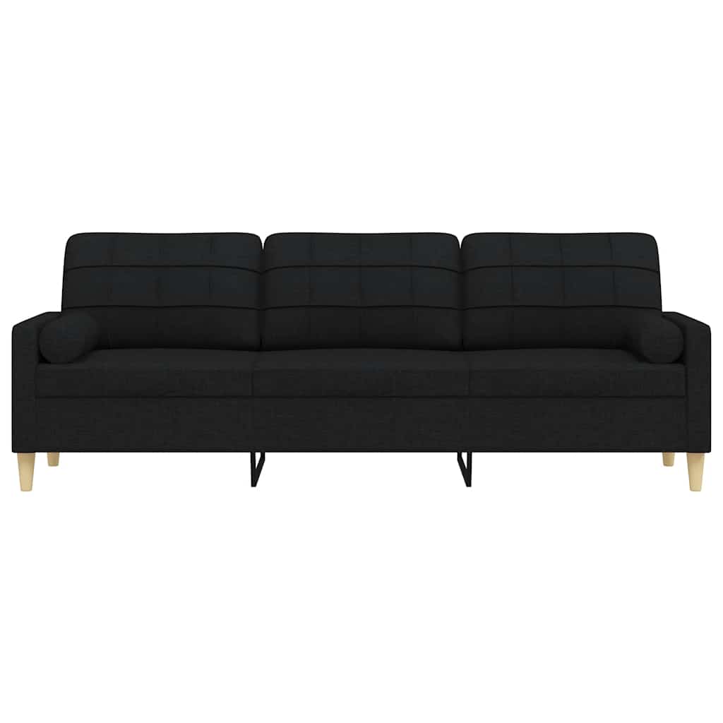 Divano a 3 Posti con Cuscini Nero 210 cm in Tessuto | homemem39