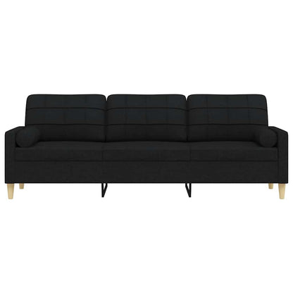 Divano a 3 Posti con Cuscini Nero 210 cm in Tessuto | homemem39