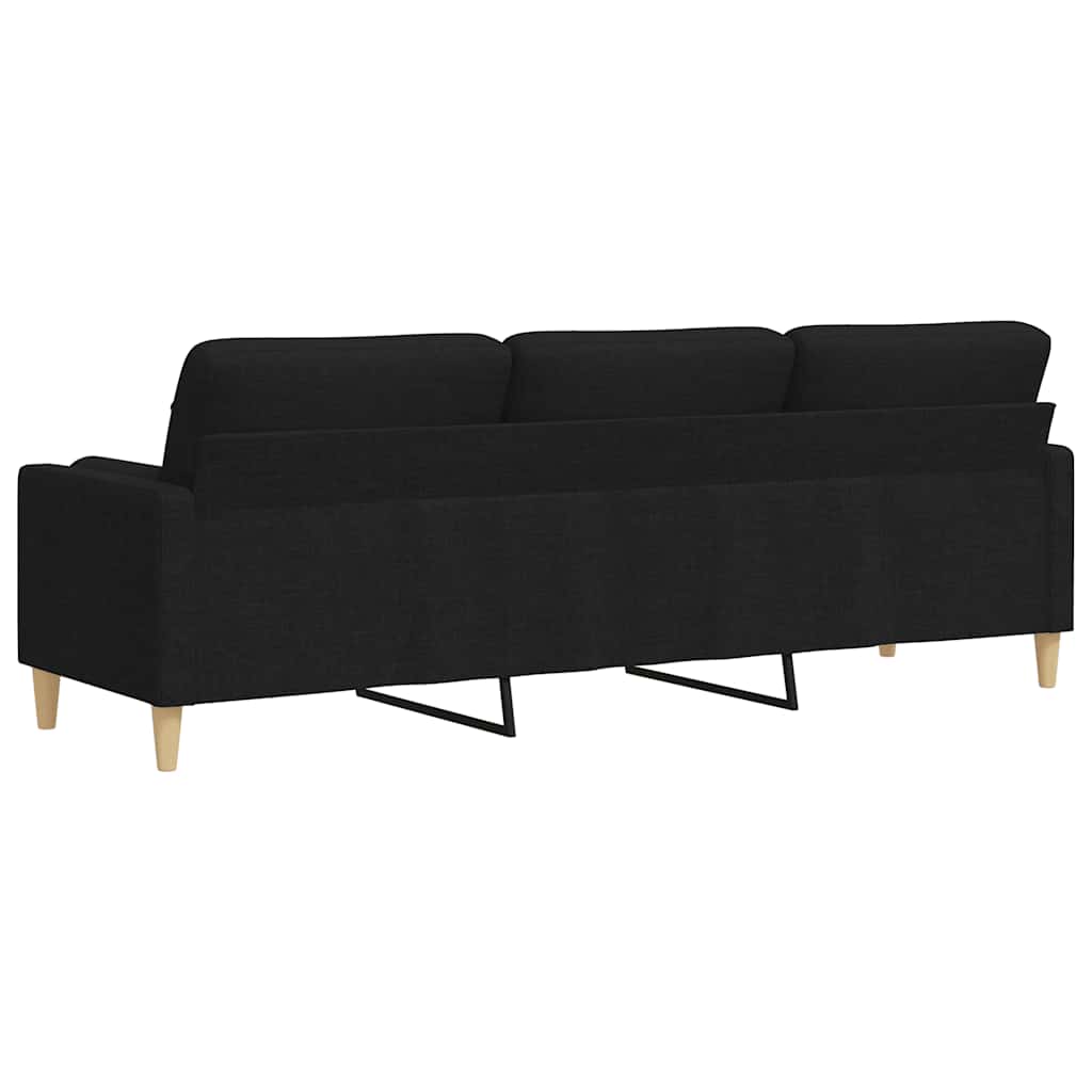 Divano a 3 Posti con Cuscini Nero 210 cm in Tessuto | homemem39