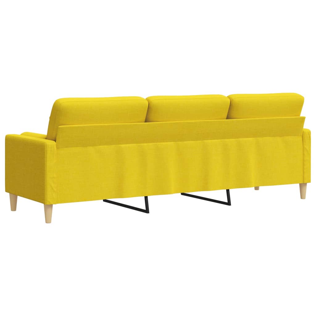 Divano a 3 Posti con Cuscini Giallo Chiaro 210 cm in Tessuto | homemem39