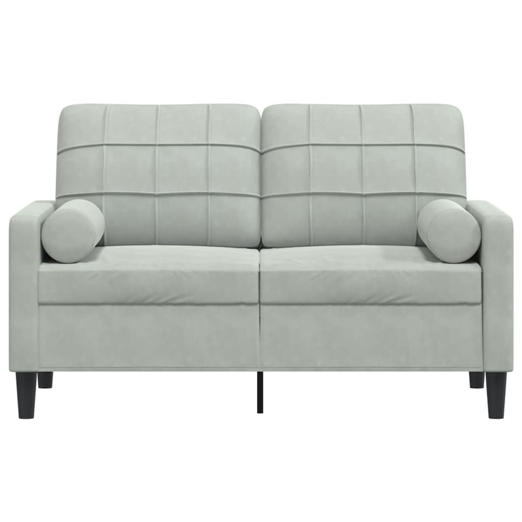 Divano a 2 Posti con Cuscini Grigio Chiaro 120 cm in Velluto | homemem39