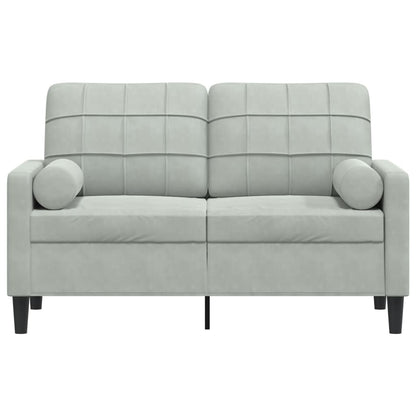 Divano a 2 Posti con Cuscini Grigio Chiaro 120 cm in Velluto | homemem39