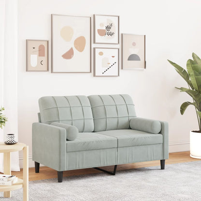 Divano a 2 Posti con Cuscini Grigio Chiaro 120 cm in Velluto | homemem39