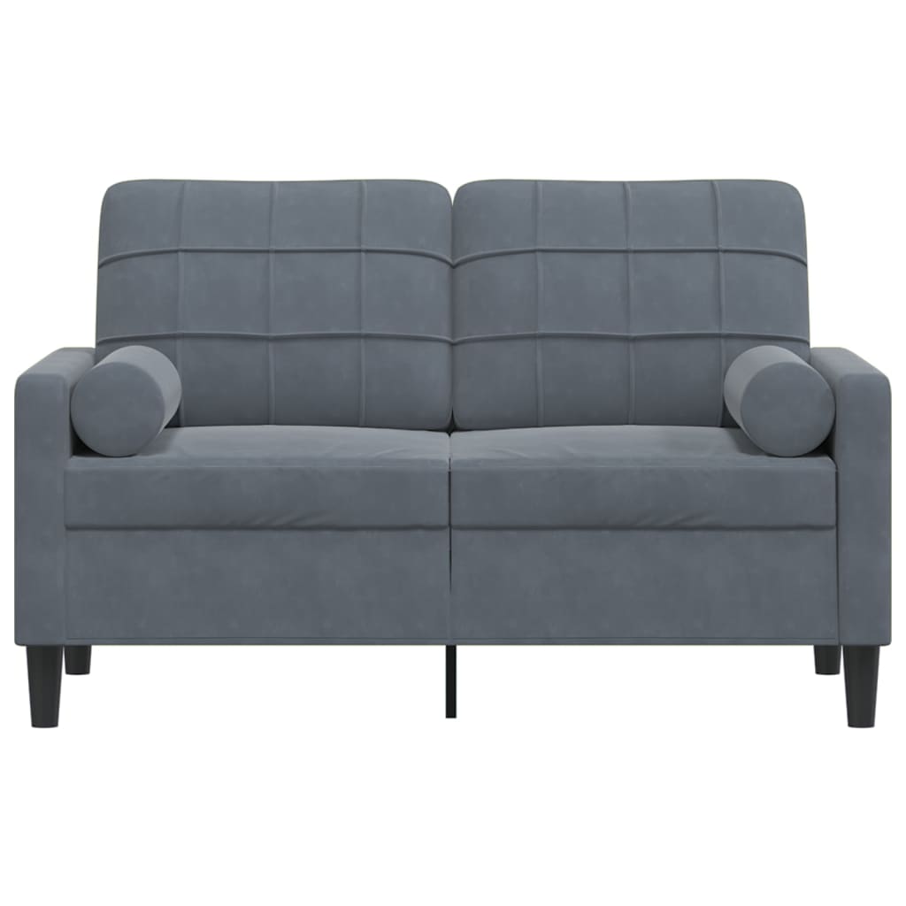 Divano a 2 Posti con Cuscini Grigio Scuro 120 cm in Velluto | homemem39