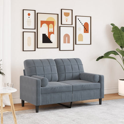 Divano a 2 Posti con Cuscini Grigio Scuro 120 cm in Velluto | homemem39