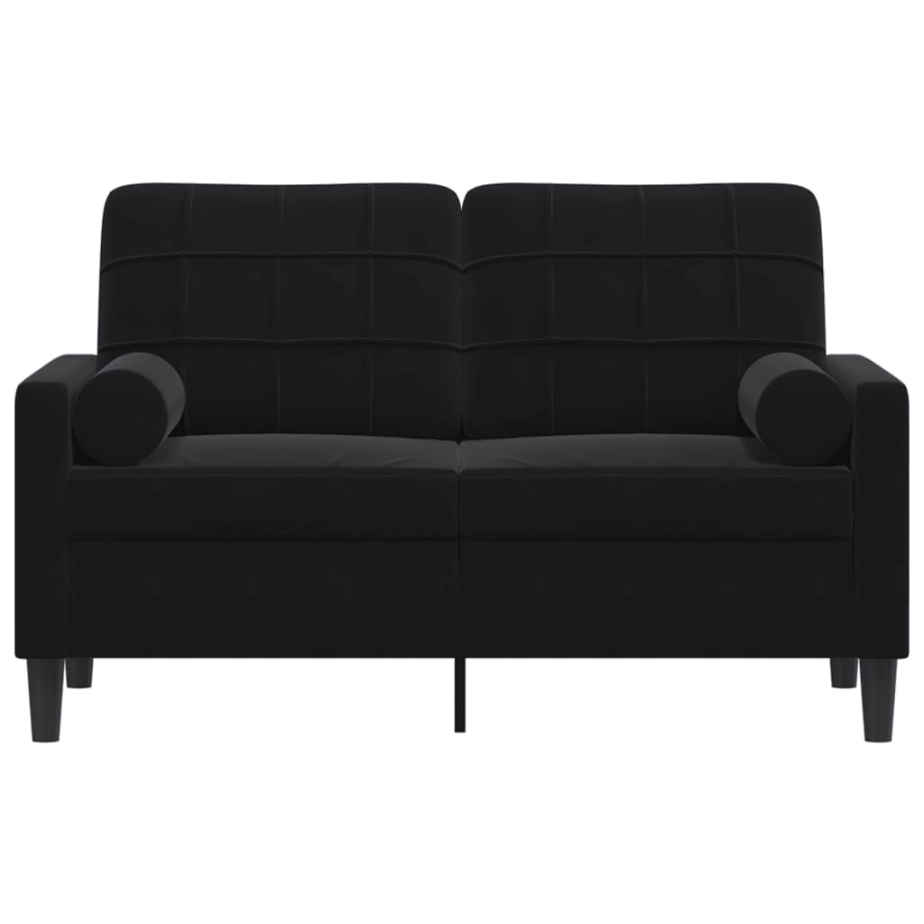 Divano a 2 Posti con Cuscini Nero 120 cm in Velluto | homemem39