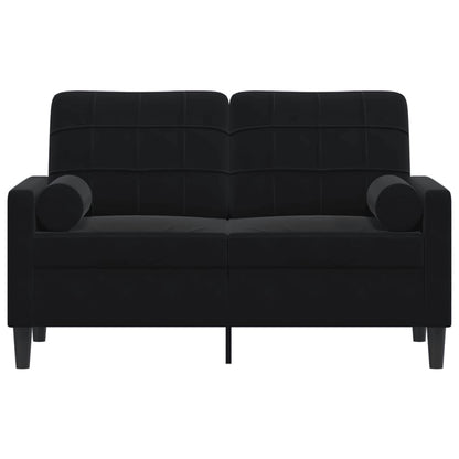 Divano a 2 Posti con Cuscini Nero 120 cm in Velluto | homemem39