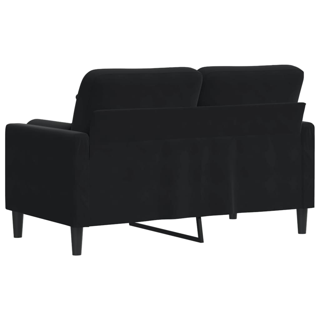 Divano a 2 Posti con Cuscini Nero 120 cm in Velluto | homemem39
