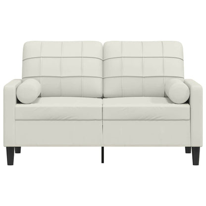 Divano a 2 Posti con Cuscini Crema 120 cm in Velluto