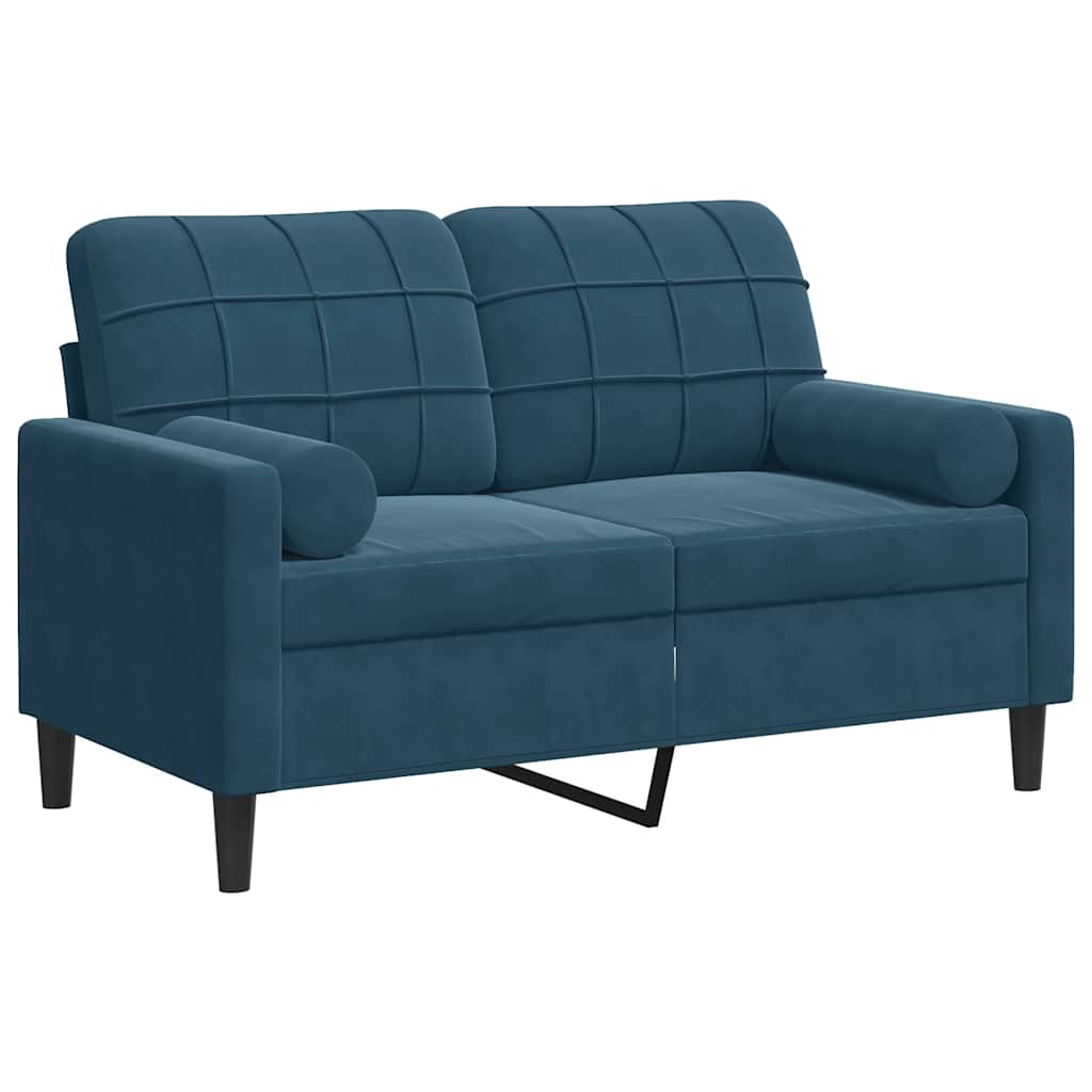 Divano a 2 Posti con Cuscini Blu 120 cm in Velluto | homemem39