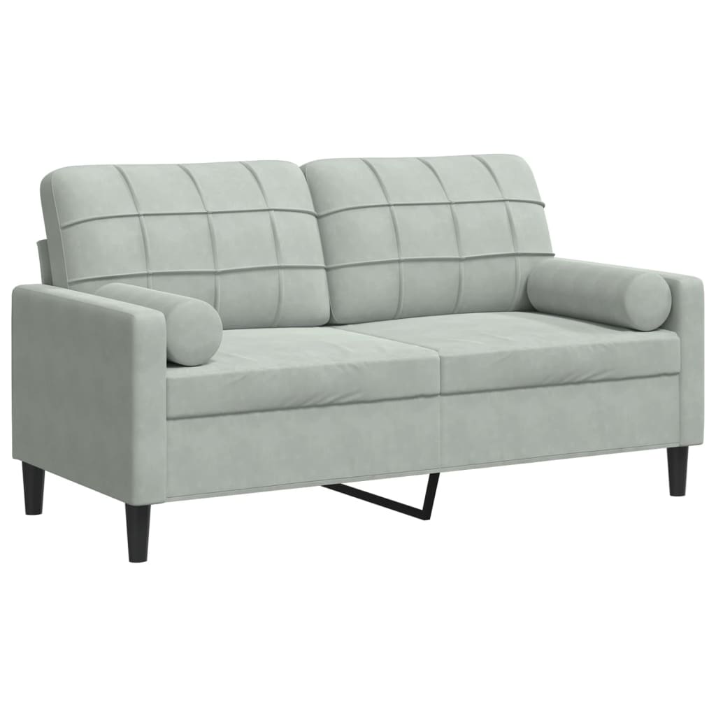 Divano a 2 Posti con Cuscini Grigio Chiaro 140 cm in Velluto | homemem39