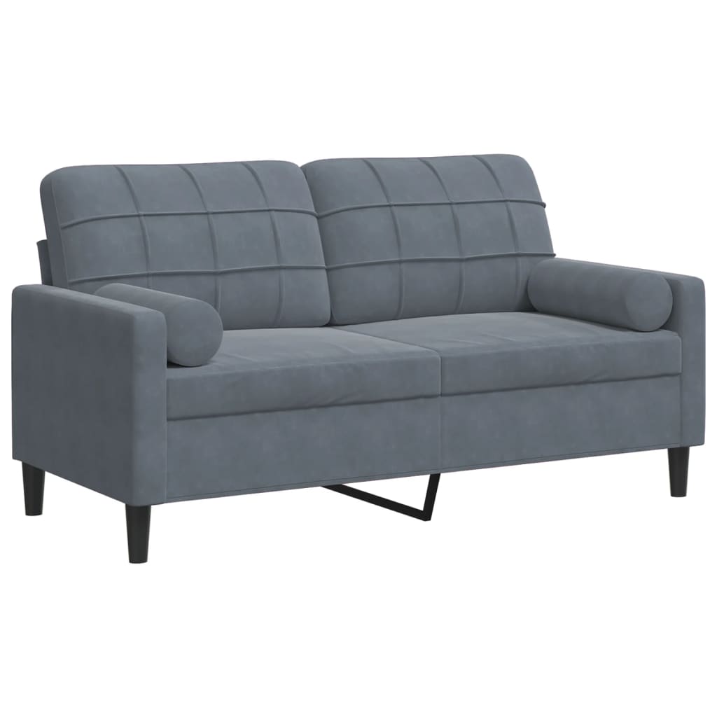 Divano a 2 Posti con Cuscini Grigio Scuro 140 cm in Velluto | homemem39