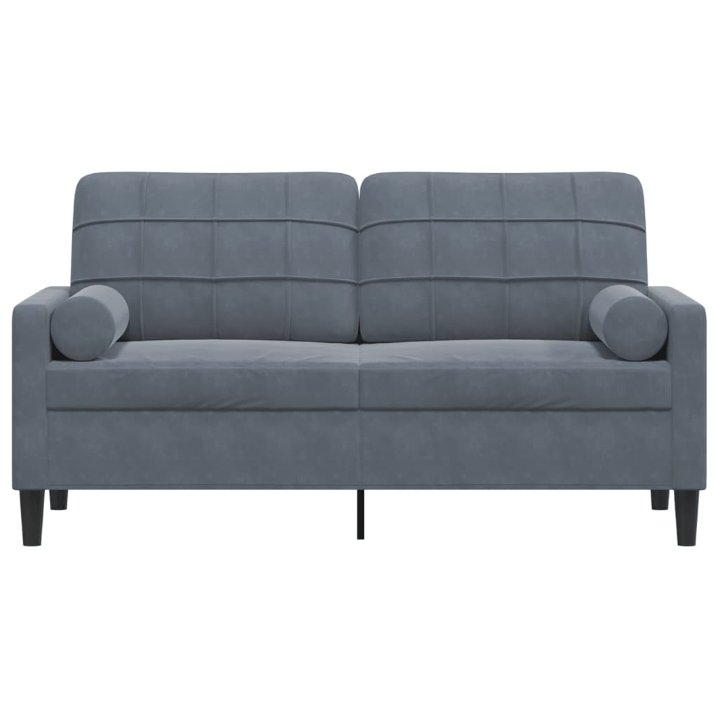 Divano a 2 Posti con Cuscini Grigio Scuro 140 cm in Velluto | homemem39