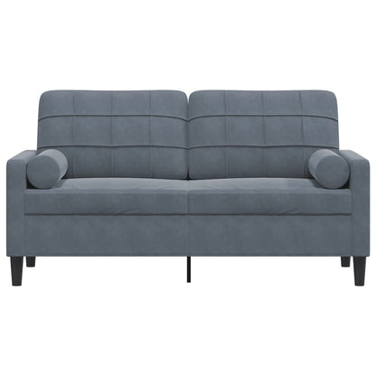Divano a 2 Posti con Cuscini Grigio Scuro 140 cm in Velluto | homemem39