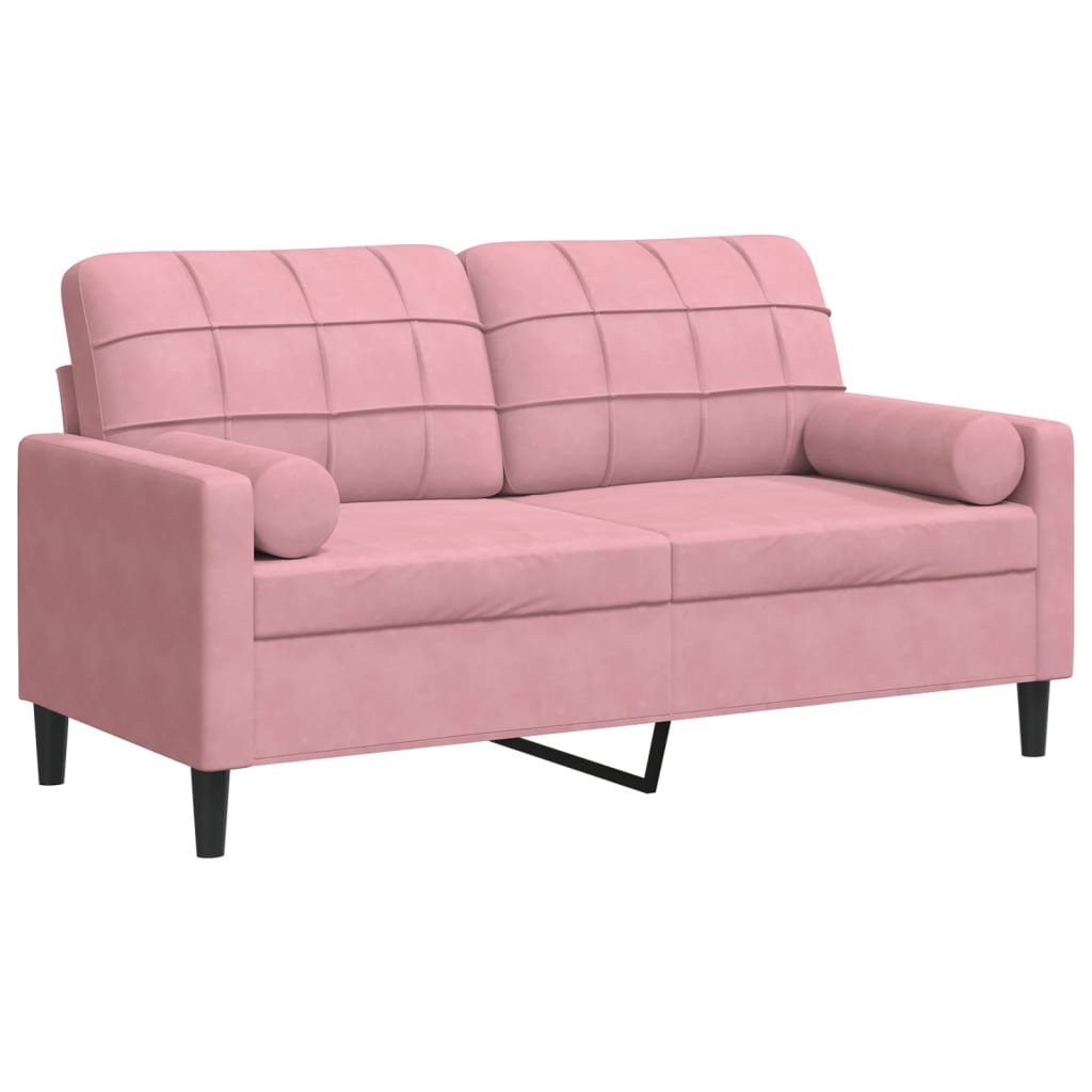 Divano a 2 Posti con Cuscini Rosa 140 cm in Velluto - homemem39