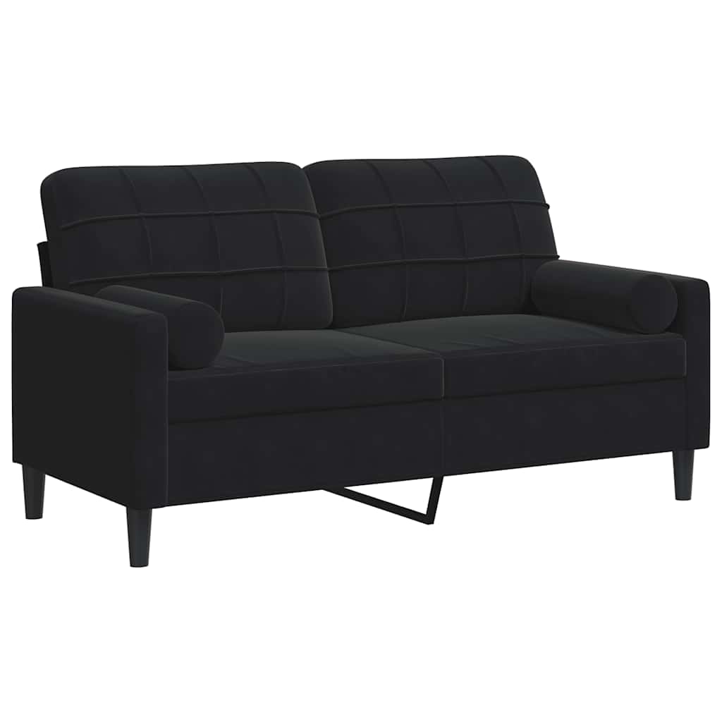 Divano a 2 Posti con Cuscini Nero 140 cm in Velluto | homemem39