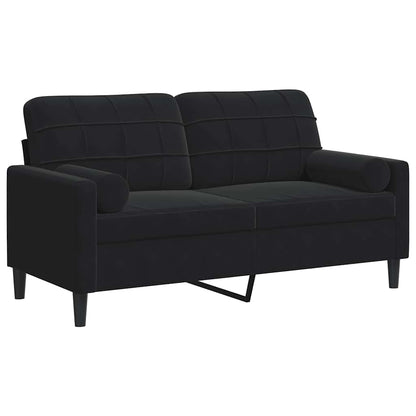 Divano a 2 Posti con Cuscini Nero 140 cm in Velluto | homemem39