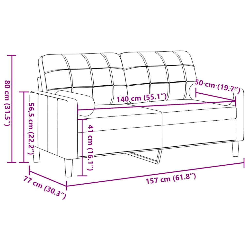 Divano a 2 Posti con Cuscini Nero 140 cm in Velluto | homemem39