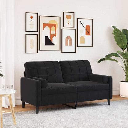 Divano a 2 Posti con Cuscini Nero 140 cm in Velluto | homemem39