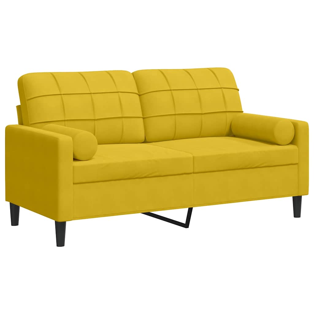 Divano a 2 Posti con Cuscini Giallo 140 cm in Velluto | homemem39