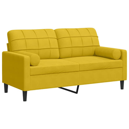 Divano a 2 Posti con Cuscini Giallo 140 cm in Velluto | homemem39