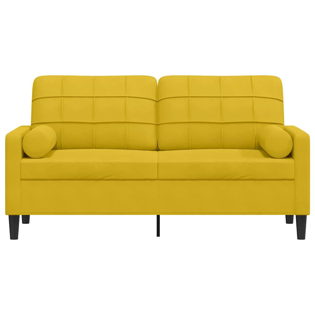 Divano a 2 Posti con Cuscini Giallo 140 cm in Velluto | homemem39