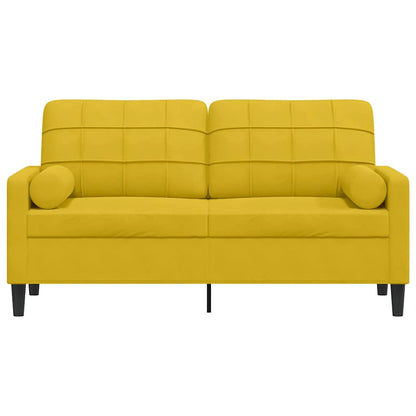Divano a 2 Posti con Cuscini Giallo 140 cm in Velluto | homemem39