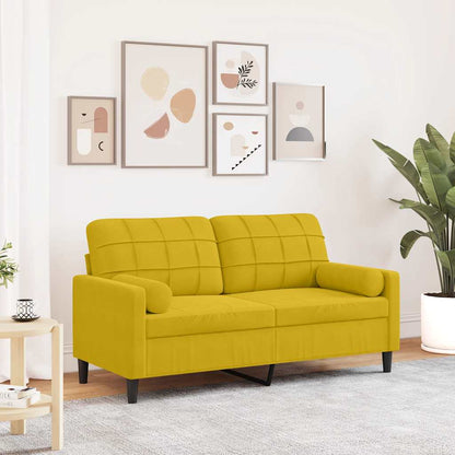 Divano a 2 Posti con Cuscini Giallo 140 cm in Velluto | homemem39