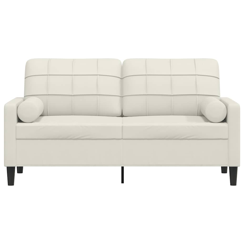 Divano a 2 Posti con Cuscini Crema 140 cm in Velluto | homemem39